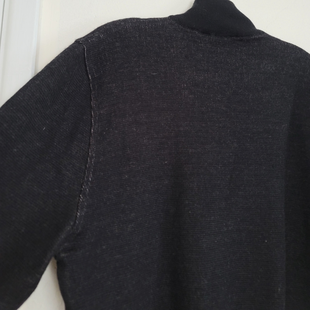 Vtg Rodier Black Gray Mock Neck Graphic Wool Blend Tunic Sweater Size Large - Picture 11 of 13